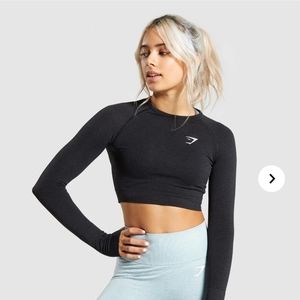 Gymshark ☆ Long Sleeve Crop Top - Black Marl